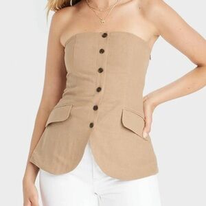Universal Thread Medium Strapless Button-Down Top